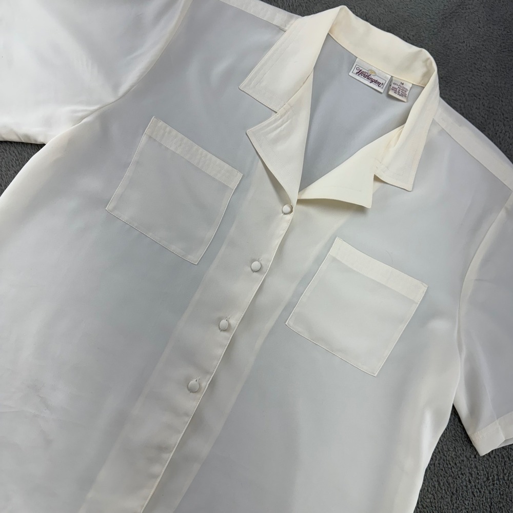 Worthington Cream‎ Short Sleeve Button Up Shirt Size 14 Two Pocket